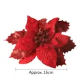 Glinsterende rode 16cm fluwelen kerstbloem voor decoratie van de kerstboom in huis - Rood-Rood Stijl - Medium