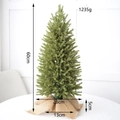 60cm flocked artificial Christmas tree with linen base, weighs 1235g, green tabletop decor - Natural Green Leaf Style / M