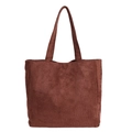 Classic dark brown suede tote bag featuring spacious square design and dual shoulder straps - Coffee