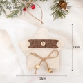 Handmade white wool felt star ornament with wooden button and jute bow for Christmas tree - Button Bow Star (White)