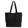 Minimalist black large capacity tote bag in matte finish with dual handles - Black