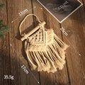 Handmade cream macramé wall hanging with triangular weave and long fringes - Triangle Tassel Style (Style 3)
