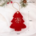 Red Christmas tree wool felt ornament with snowflake embroidery and wood button decor - Red Christmas Tree with Button
