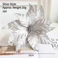 Elegante zilveren kerstster met pailletten, 25cm feestelijke kerstboomdecoratie - Zilveren Stijl - Groot