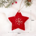 Red wool felt star Christmas ornament with embroidered snowflake and wooden button details - Button Star (Red)