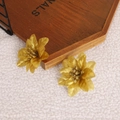 Set van twee goudkleurige glitter fluwelen kunstbloemen voor kerstboomdecoratie - 6 Cm Klein Bloempje Met Goudpoeder - Goud