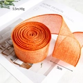 Cinta naranja de imitación lino con rejilla 5cm para manualidades y envoltorio de regalo - 5.5m*5cm / Naranja