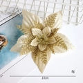 Glinsterende gouden kerstbloem met lovertjes, 17 cm diameter voor de kerstboom - Gouden Drielaagse Bloem - Medium