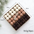 36 bolas de fieltro de lana hechas a mano en tonos marrón y blanco para Navidad - Juego de 36 / Bola de Fieltro Estilo B