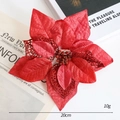 Glinsterende rode kerstster van 20 cm fluweel voor kerstbomen en kransen decoratie - Rode Holle Bloem - Medium