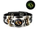 Bracelet en cuir tissé signe Poissons avec effet lumineux vert dans l'obscurité - Poissons