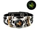 Bracelet Sagittaire lumineux en cuir tressé multicouche avec breloque phosphorescente - Sagittaire