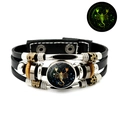 Bracelet Scorpion lumineux en cuir tressé noir avec des perles de style rétro - Scorpion