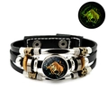 Bracelet Taureau lumineux en cuir tressé avec perles en bois et design rétro punk chic - Taureau