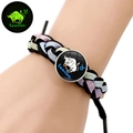 Bracciale intrecciato zodiacale Toro luminoso con cordino nero glitter regolabile - Toro