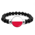 Kralenarmband met zwarte stenen en Polen vlag glazen bedel in zilveren zetting - Polen Oriëntatiepunt