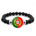 Beaded bracelet featuring black polished beads and a round Portugal flag charm - Portugal Style