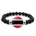 Trinidad and Tobago flag beaded bracelet featuring black round beads and silver accents - Trinidad and Tobago