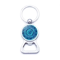 Portachiavi apribottiglie mandala verde acqua con finitura in metallo argento - Mandala Blu Verde (JY006650-8)