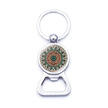 Portachiavi apribottiglie mandala yoga con motivo floreale arancione e verde in metallo - Mandala Arancio Verde (JY006650-10)