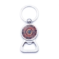 Portachiavi apribottiglie mandala yoga con finitura bronzo vintage e anello metallo - Mandala Arancio Marrone (JY006650-10)