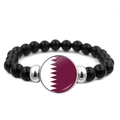 Handmade beaded bracelet featuring the Qatar national flag and polished black beads - Qatar