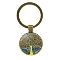 Porte-clés Arbre de Vie bronze vintage avec mosaïque colorée et pendentif en verre - Arbre de Vie Style Mosaïque Coloré (JY006585-5)