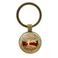 Porte-clés arbre de vie vintage en bronze avec cabochon en verre rouge style bohème - Arbre Dégradé Rouge Nœud Celtique (JY006585-9)