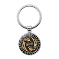 Porte-clés Viking aux loups dorés et runes nordiques sur pendentif en alliage argent - Style Deux Loups Or et Rune (JY006525-6)