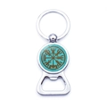 Porte-clés décapsuleur boussole viking argenté avec emblème Vegvisir turquoise - Style Boussole Viking Turquoise (JY006541-9)