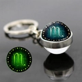 Luminous Scorpio zodiac keychain featuring glow-in-the-dark double-sided glass ball - Scorpio