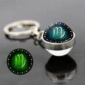 Luminous Virgo zodiac keychain with double-sided glass ball and glowing star pattern - Virgo