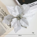 Elegante 20cm witte glitter kerstster bloem voor kerstboom en krans decoratie - Zilver Holle Bloem - Medium