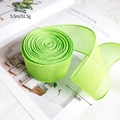 Bright green linen-like mesh ribbon roll for festive bows, width 5cm length 5.5m - 5.5m*5cm / Green