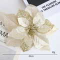Champagne goudkleurige kerstster decoratie met opengewerkt mesh ontwerp voor boom, 20cm - Goud Holle Bloem - Medium