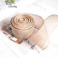 5cm natural jute burlap ribbon roll 5.5m long for rustic holiday DIY crafts and decor - 5.5m*5cm / Hemp Color
