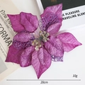 Paarse 20cm glitter kerstster bloem voor kerstboomdecoratie, lichtgewicht 10 gram - Paars