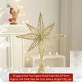 Cime de sapin étoile dorée à 8 branches pailletée, décoration de Noël métal 26x35cm - Étoile à huit branches / Doré