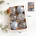 Set of 6 light blue and silver textured Christmas balls in a kraft gift box - Set of 6 / Blue