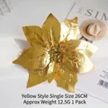 Gouden 26CM pailletten fluwelen kerstster bloem voor boom en krans decoratie - Goud Met Net - XL