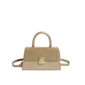 Retro khaki crossbody bag with frosted texture and gold clasp on a white background - Khaki