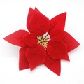 Rode fluwelen kunstmatige kerstster bloem met glitter voor kerstboom decoratie - Geflokt Rood - Groot - Geen Poeder
