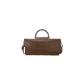 Brown faux leather crossbody clutch with snakeskin pattern flap and rounded top handle - Brown