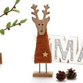 Decoración creativa de reno de fieltro naranja hecha a mano con base de madera para Navidad - Adorno de Reno Naranja (29)