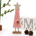 Árbol de Navidad de fieltro rosa con estrella de madera y base rectangular - Estilo de Árbol de Navidad Rosa (18)