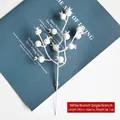 Single 24cm artificial white berry stem decoration for Christmas floral arrangements - White Berry Branch