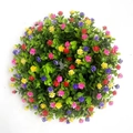Artificial eucalyptus wreath with colorful spring flowers for front door hanging - Medium Style