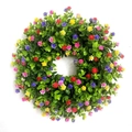 Artificial eucalyptus wreath with multi-colored gypsophila flowers for home wall decor - Large Style