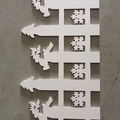 White Christmas wooden fence with reindeer and snowflake cutouts for holiday decor - Snowflake Reindeer Hollow Style / White
