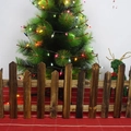 Dark brown carbonized wood picket fence for Christmas tree base and indoor decoration - 30x160cm / Original Color